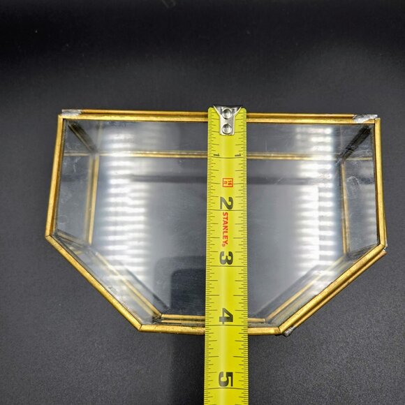 Vintage Glass Brass Curio Display Case Jewelry Trinkets MCM Read - Picture 3 of 10